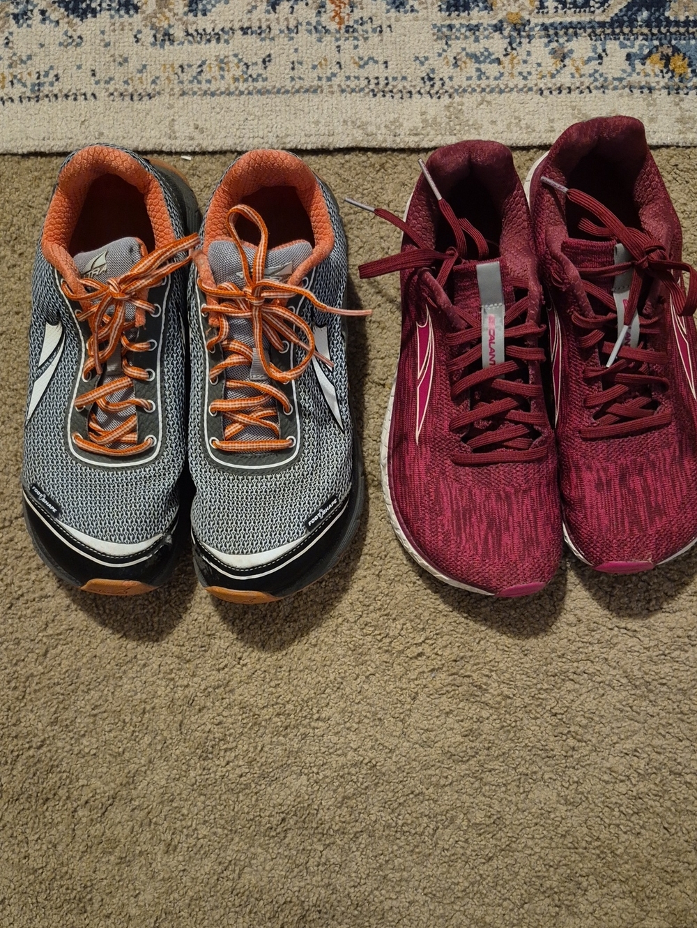 Womans  Running Shoes - Gray & Orange and Hot Pink Pairs